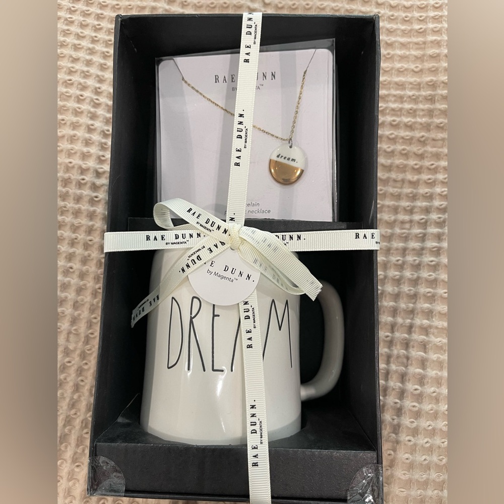 Rae Dunn White Dream Mug and Necklace Set